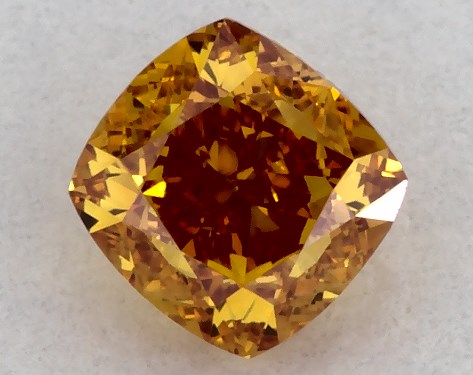 GIA 0.28 Carat Fancy Vivid Yellow Orange-VVS2 Cushion Modified Cut Diamond